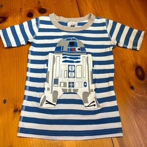 HANNA ANDERSSON x Star Wars 120 Blue/White Stripe Pajama Top Organic Tee R2D2